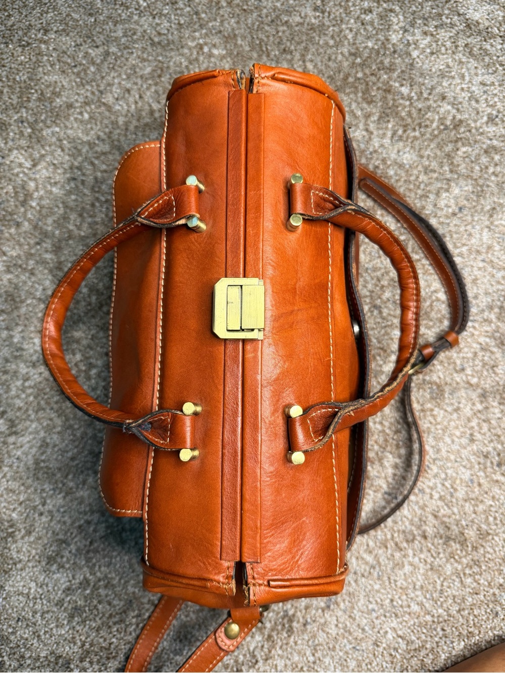 Vintage Patricia Nash Morina Doctor Bag 100% Italian Leather Cognac Tan - Picture 5 of 14
